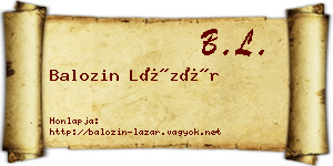 Balozin Lázár névjegykártya